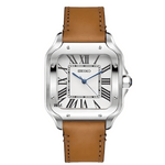 Watch Mod - SANTEIKO | SILVER | BROWN LEATHER STRAP