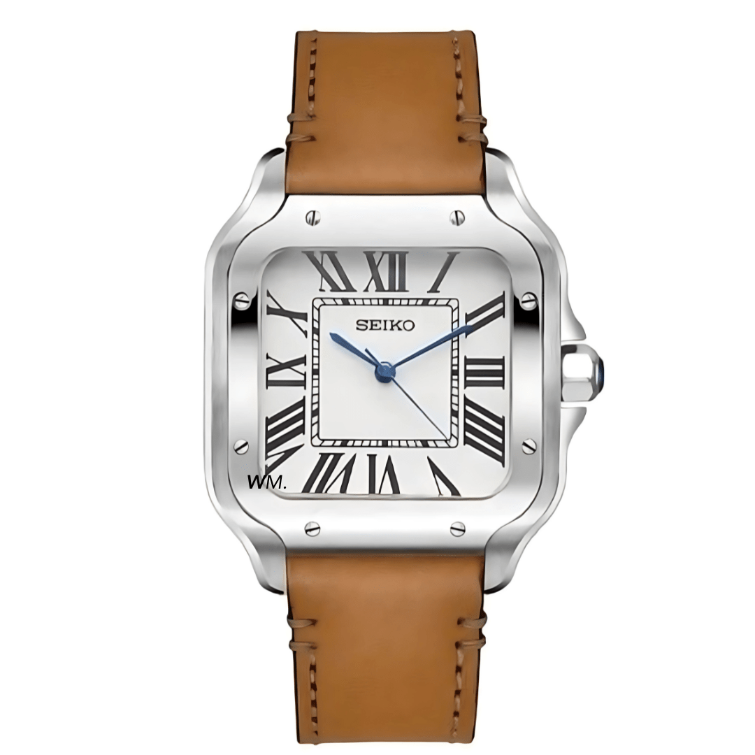 Watch Mod - SANTEIKO | SILVER | BROWN LEATHER STRAP
