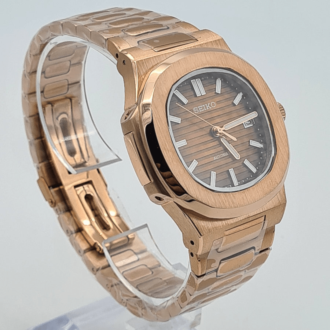 Watch Mod - Seiko Mod Nautilus | Rose Gold Brown