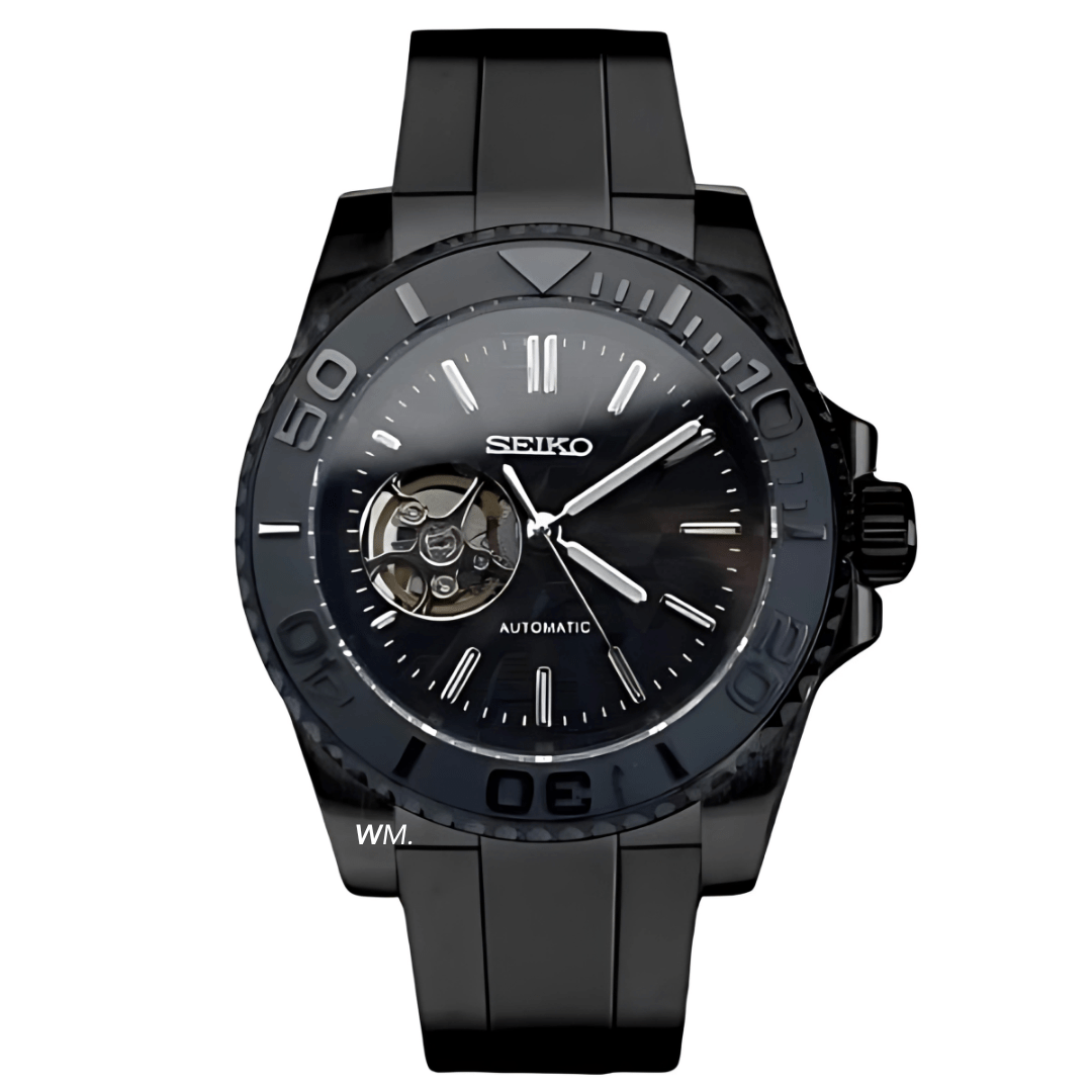 Watch Mod - SEIKOMARINER | BLACK OPEN HEART | SILICONE STRAP