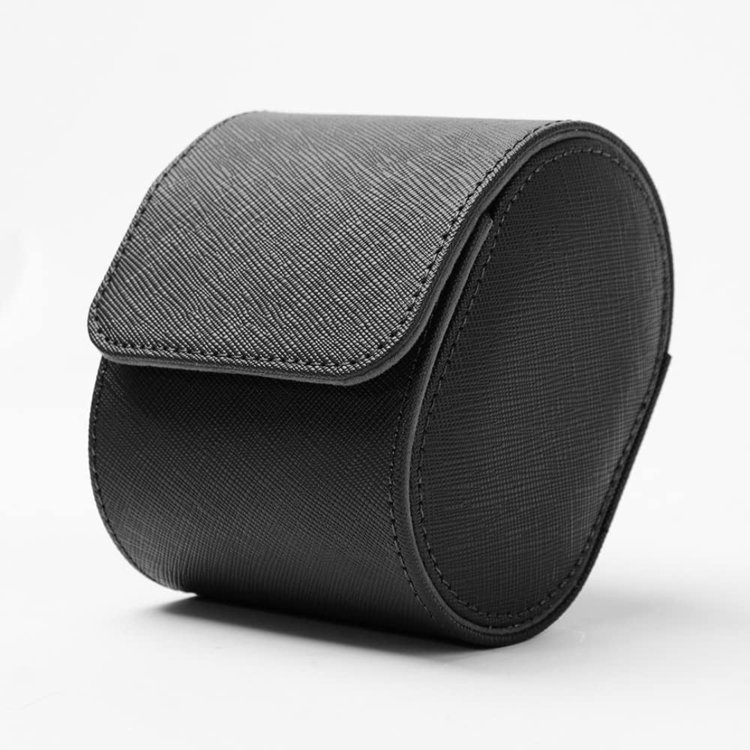 Black Leather Watch Roll