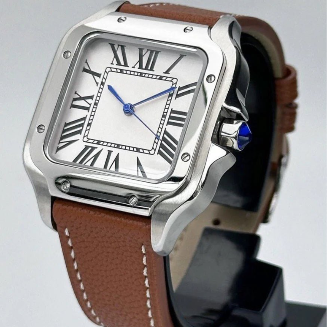 WATCH MOD SANTEIKO | SILVER | BROWN LEATHER STRAP