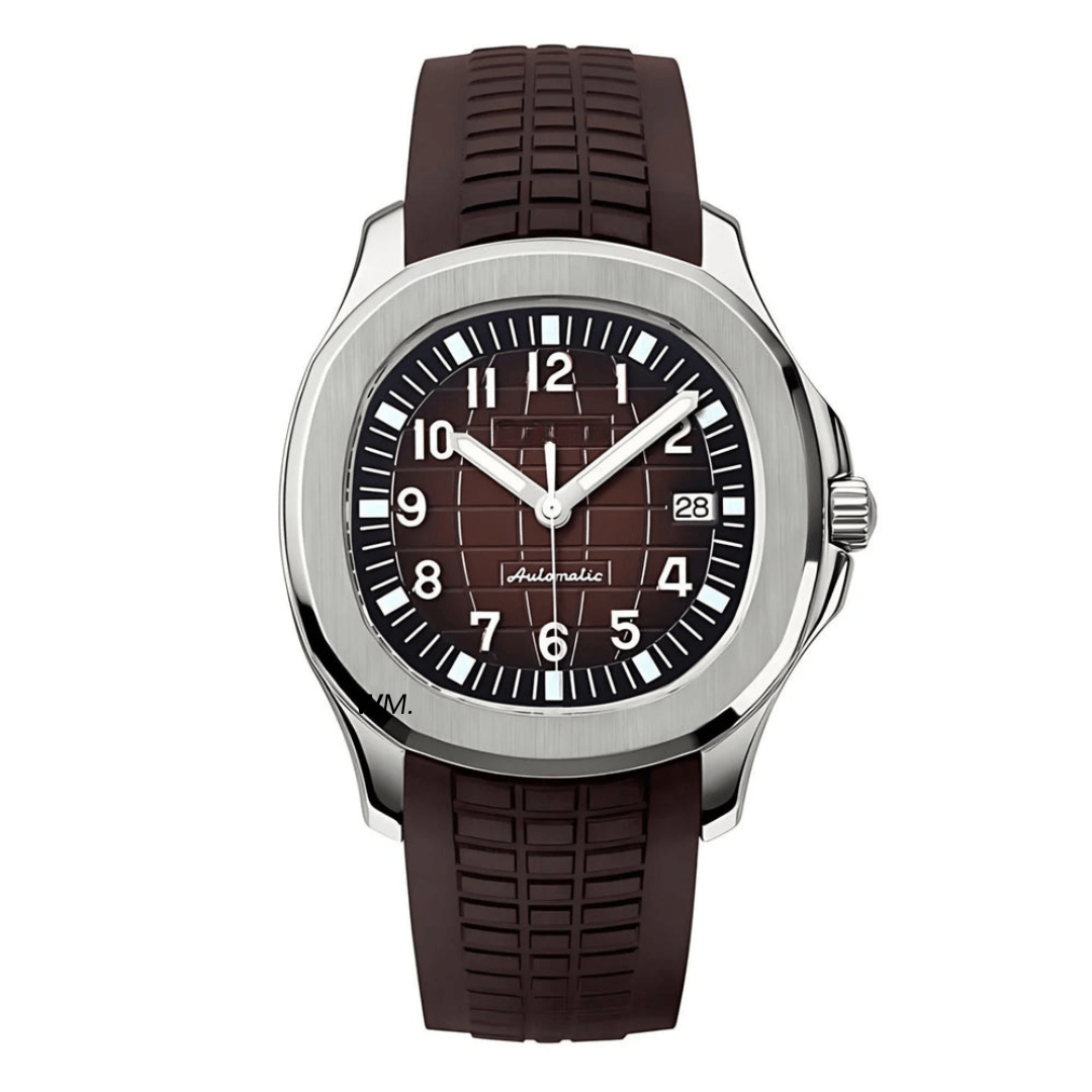 WATCH MOD AQUA | SILVER BROWN | SILICONE STRAP
