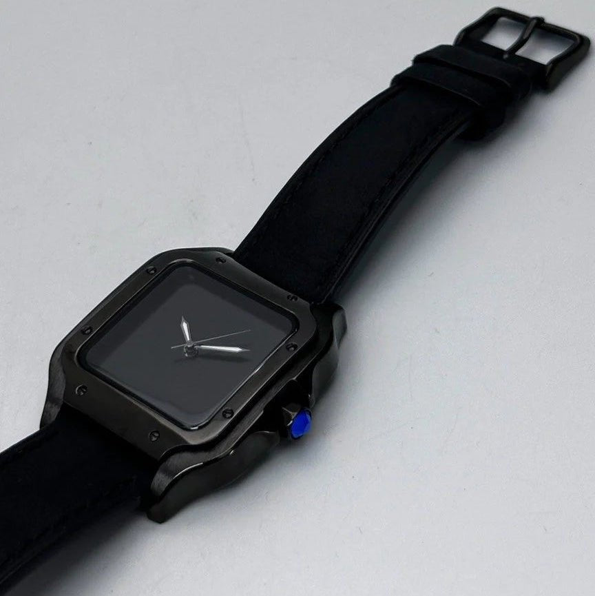 Watch Mod - SANTEIKO | FULL BLACK | LEATHER STRAP