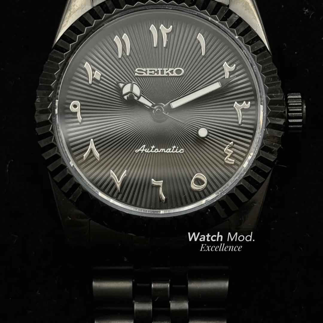 Watch Mod - Seiko Mod Arabic Dial | Full Black