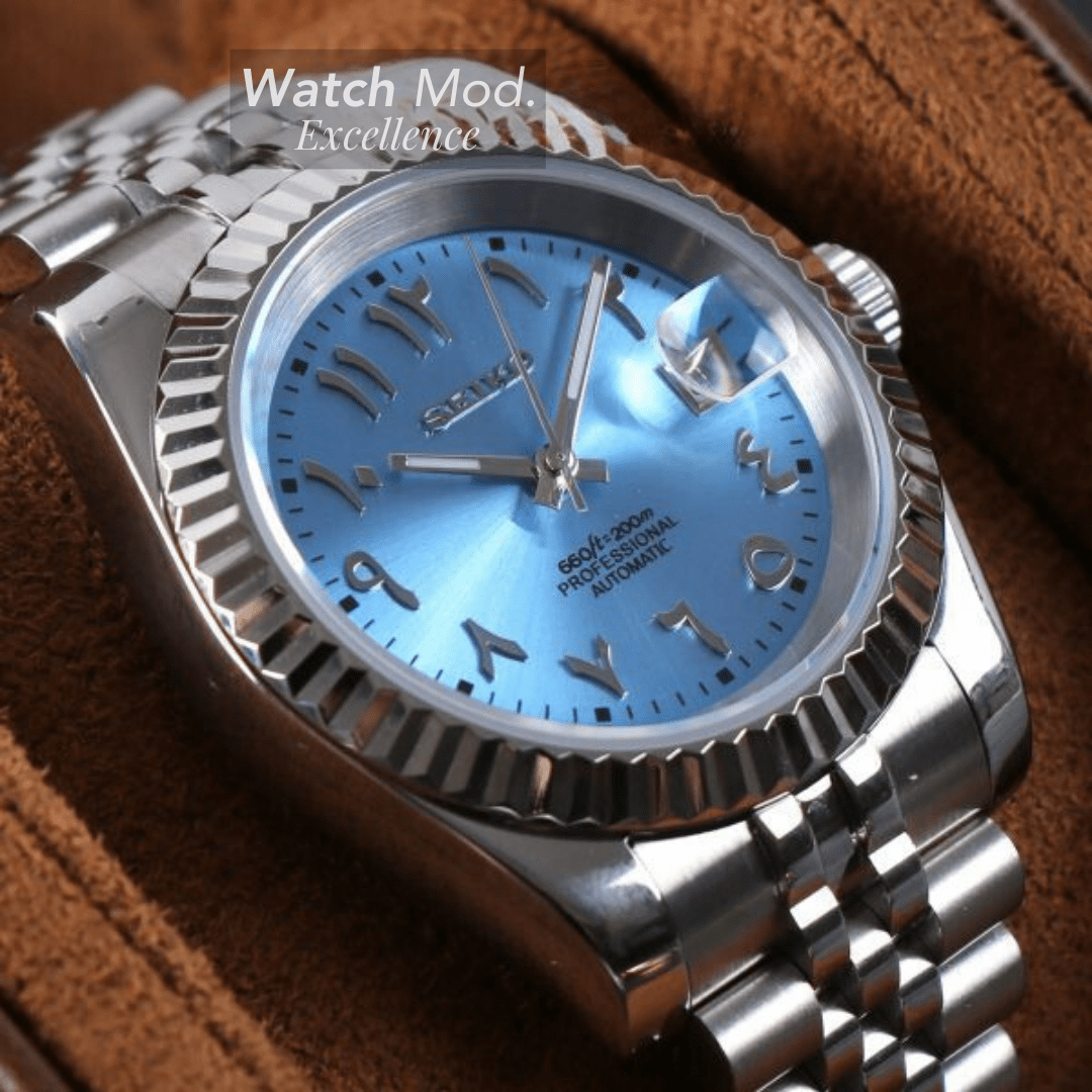 Watch Mod - Seiko Mod Arabic Dial | Ice Blue