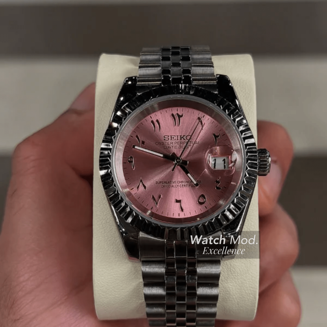Watch Mod - Seiko Mod Arabic Dial | Pink