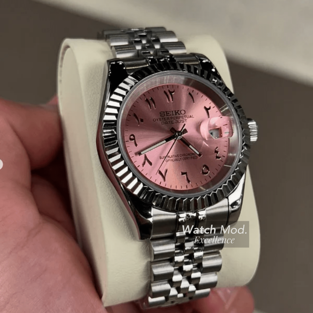 Watch Mod - Seiko Mod Arabic Dial | Pink