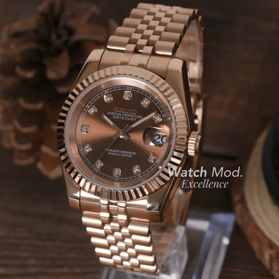 Watch Mod - Seiko Mod Datejust | Rose Gold Chocolate