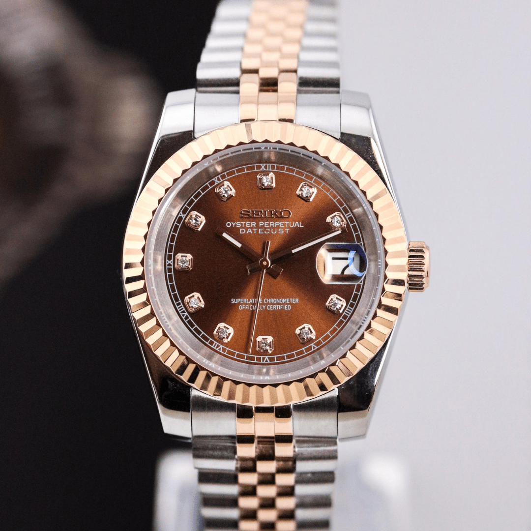 Watch Mod - Seiko Mod Datejust | Two Tone Chocolate
