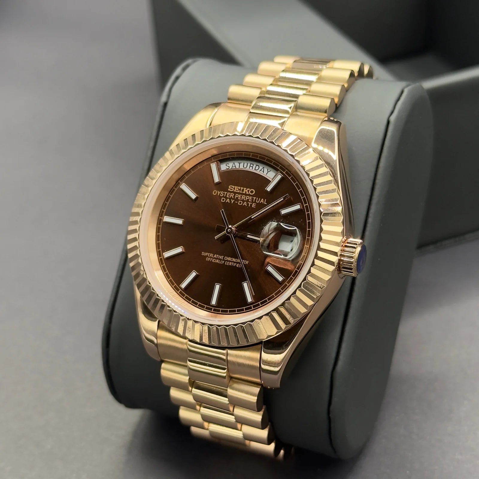 Watch Mod - SEIKOJUST | DAYDATE | ROSE GOLD CHOCOLATE