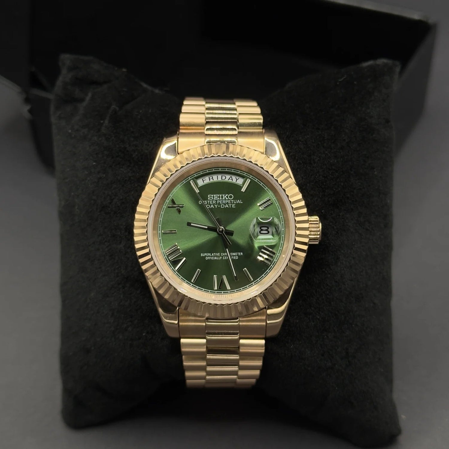 Watch Mod - SEIKOJUST ROMAN | DAYDATE | ROSE GOLD GREEN