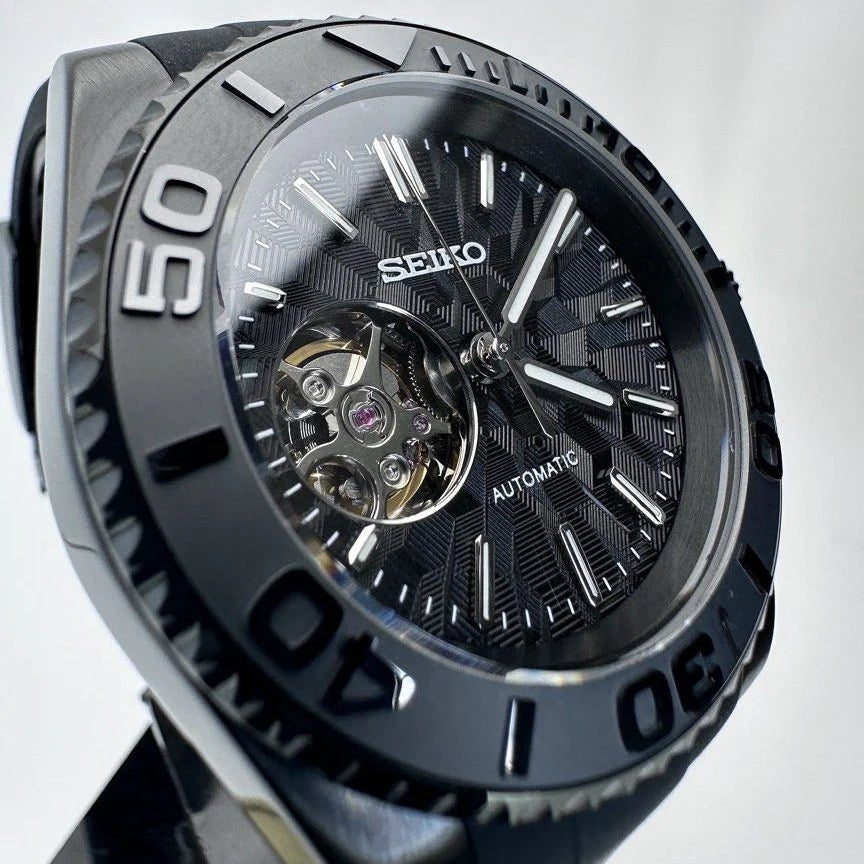 Watch Mod - SEIKOMARINER | BLACK OPEN HEART | SILICONE STRAP