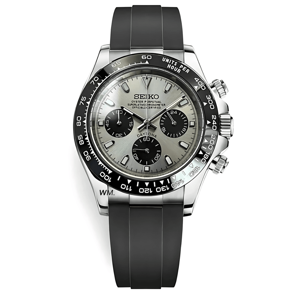 Watch Mod - SEITONA | SILVER BLACK | SILICONE STRAP